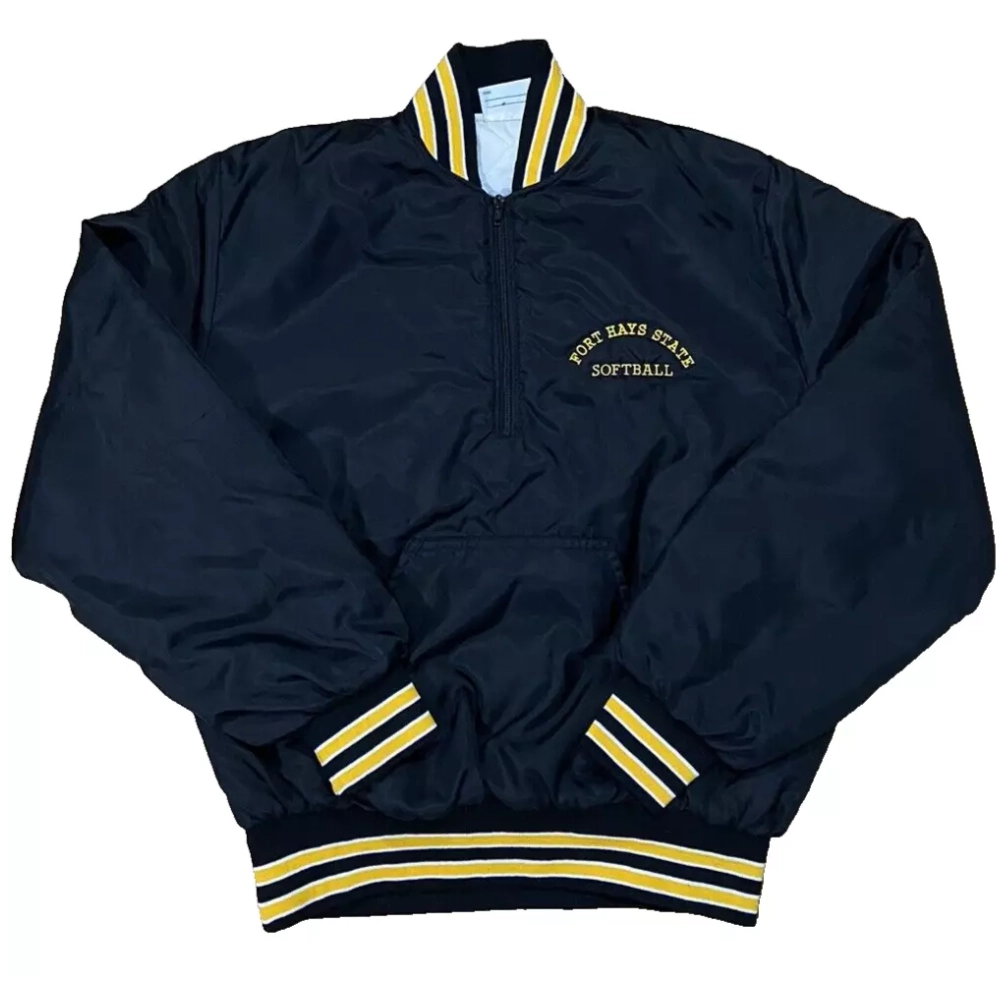 Fort Hays State Tigers Vintage Navy Satin Varsity Jacket