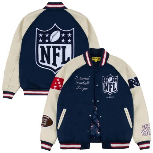 Golf Wang Full-Snap Wool & Leather Varsity Jacket - Image 3