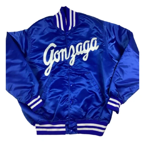 Gonzaga Bulldogs 1980s Vintage Blue Satin Varsity Jacket