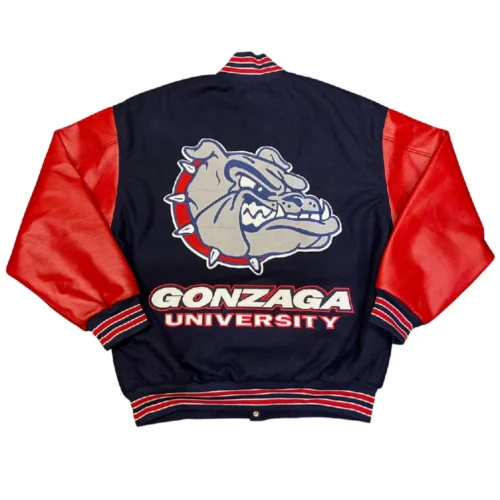 Alternative view of Gonzaga Bulldogs Vintage Navy & Orange Wool & Leather Varsity Jacket
