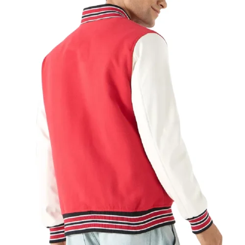 Alternative view of Harvard Crimson Vintage Red & White Ribbed Knitted Wool & Leather Varsity Jacket