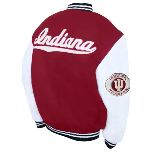 Alternative view of Indiana Hoosiers  Graduate Maroon Wool & Leather Varsity Jacket