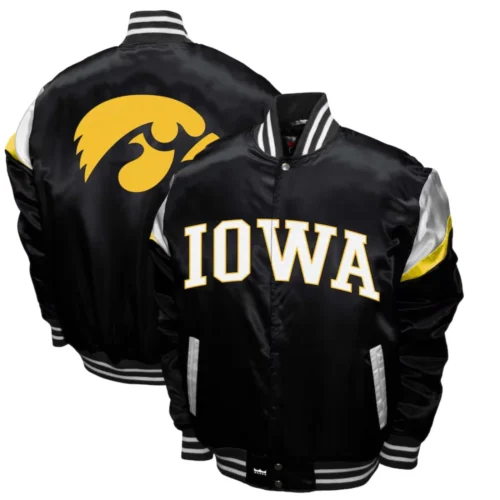 Iowa Hawkeyes Power Satin Varsity Jacket - Image 3