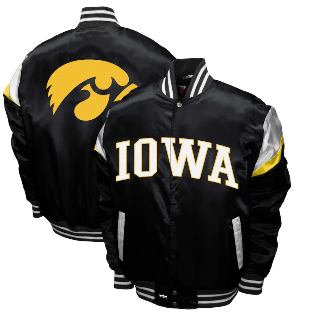 Iowa Hawkeyes Power Satin Varsity Jacket - Image 3