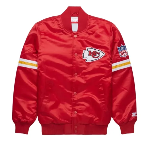 Kansas City Chiefs Pick & Roll Red Bomber Satin Varsity Jacket