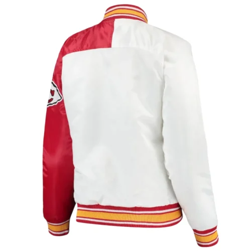Alternative view of Kansas City Chiefs Dugout Spring Red & White Satin Varsity Jacket