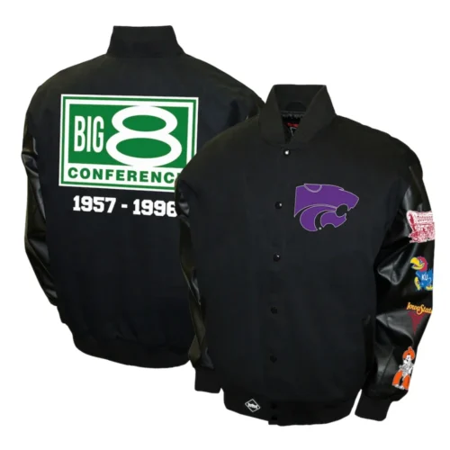Kansas State Wildcats Big 8 Conference Wool & Leather Varsity Jacket - Image 3