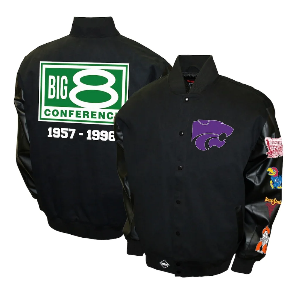 Kansas State Wildcats Big 8 Conference Wool & Leather Varsity Jacket - Image 3