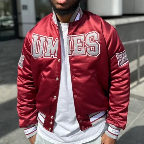 Maryland Eastern Shore Hawks Campus Remix Vintage Red Satin Varsity Jacket
