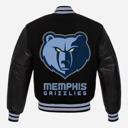 Alternative view of Memphis Grizzlies Letterman Black Wool & Leather Varsity Jacket