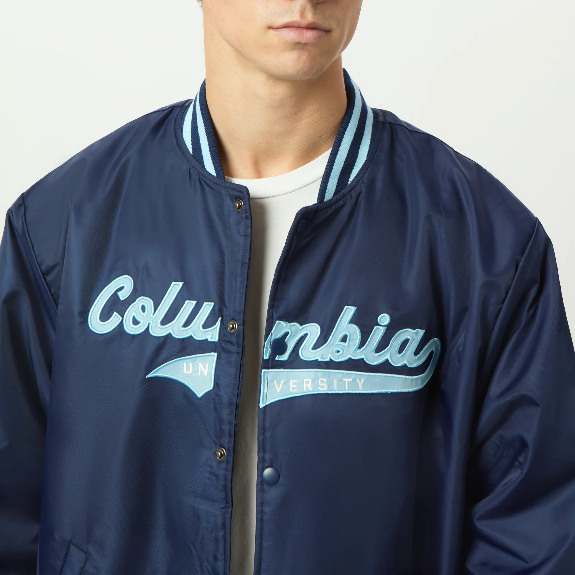 Men's Columbia Lions A-Game Satin Varsity Jacket - Image 6