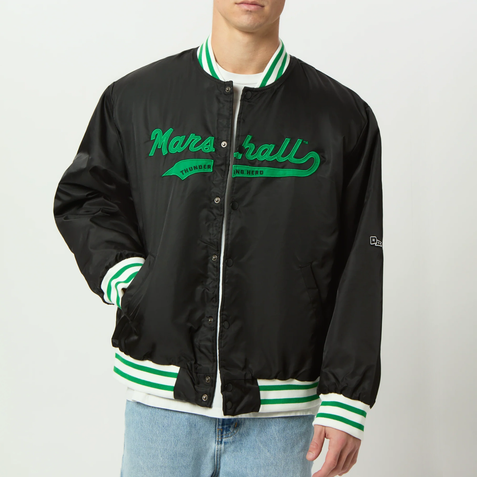 Men's Marshall Thundering Herd A-Game Satin Varsity Jacket