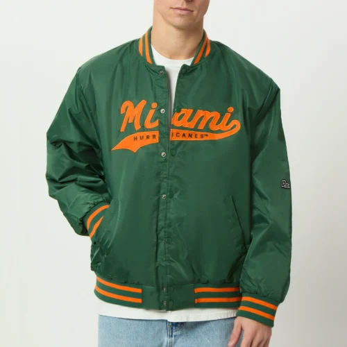 Men's Miami Hurricanes A-Game Satin Varsity Jacket