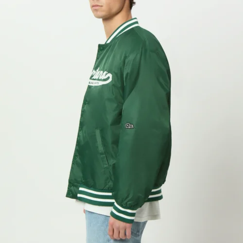Alternative view of Men's Michigan Wolverines A-Game Green Satin Varsity Jacket