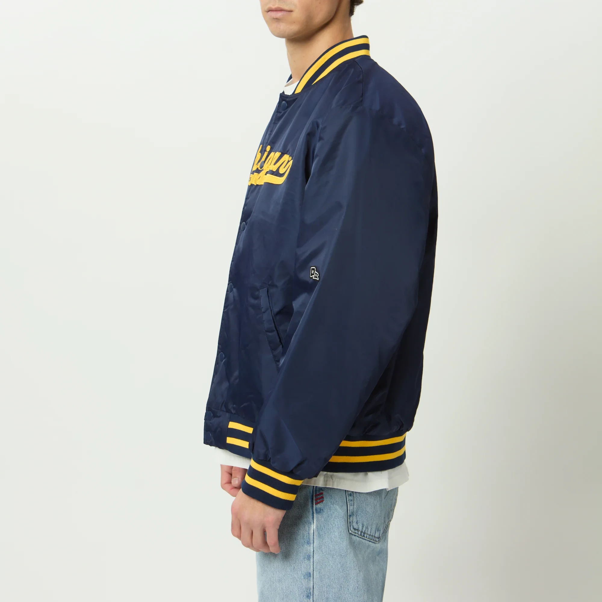Men's Michigan Wolverines A-Game Satin Varsity Jacket - Image 2