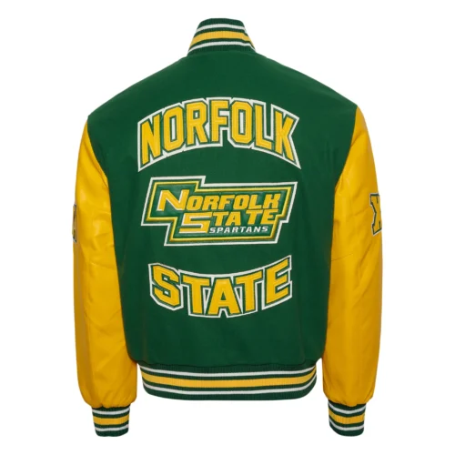 Alternative view of Men's Norfolk State Spartans Campus Remix Wool & Leather Varsity Jacket
