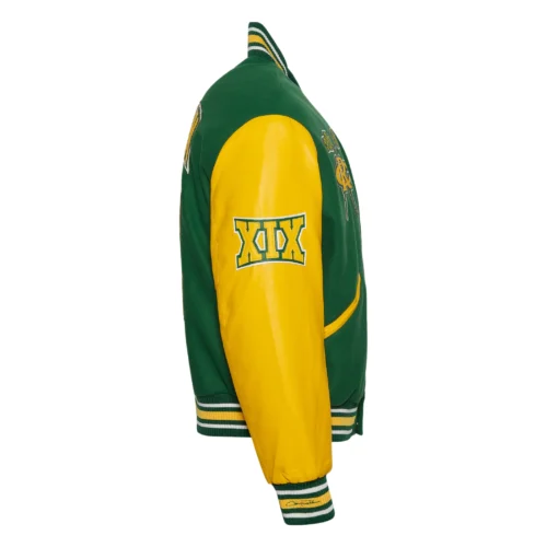 Men's Norfolk State Spartans Campus Remix Wool & Leather Varsity Jacket - Image 4