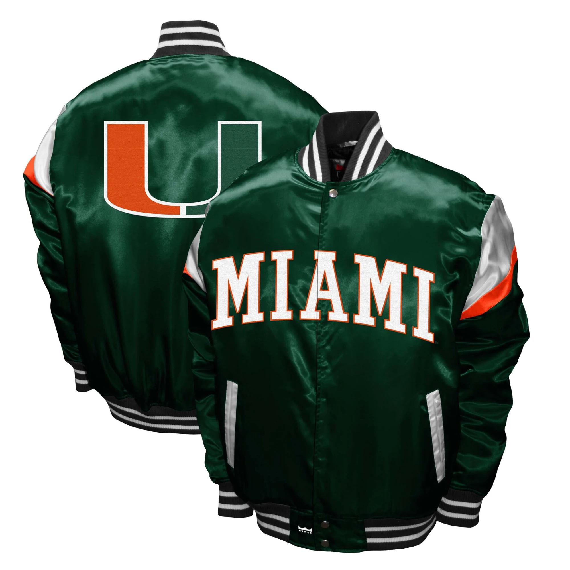 Miami Hurricanes Power Satin Varsity Jacket - Image 3