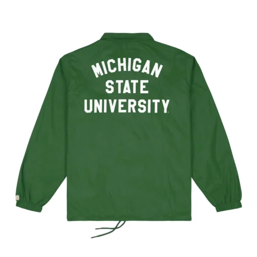 Alternative view of Michigan State Spartans Retro Block "S" Coaches Satin Jacket