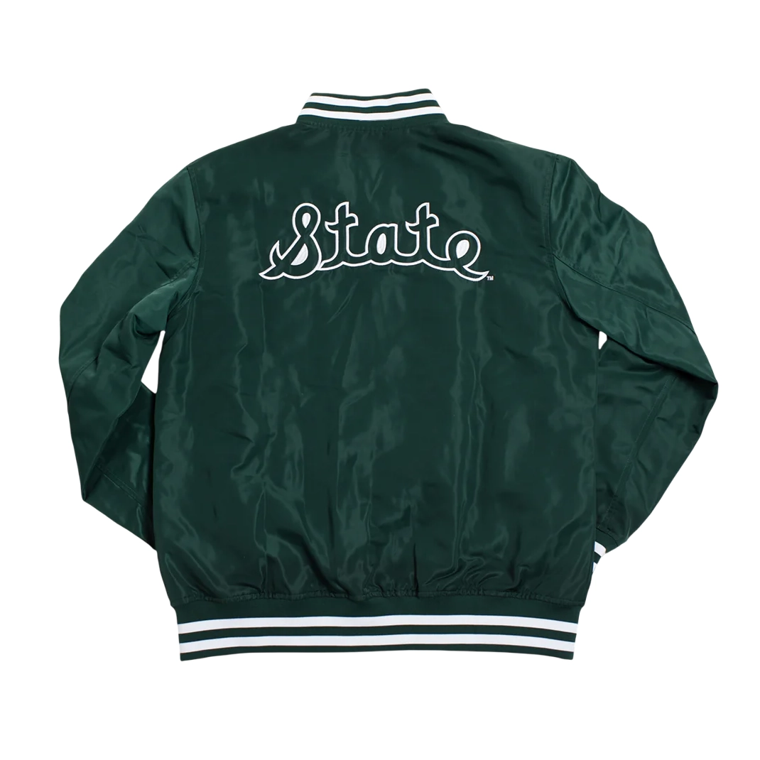Michigan State Spartans The Script Bomber Satin Varsity Jacket - Image 2