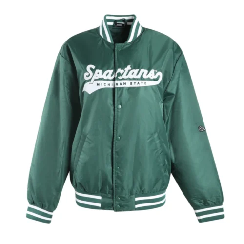 Women's Michigan Wolverines A-Game Satin Varsity Jacket - Image 4