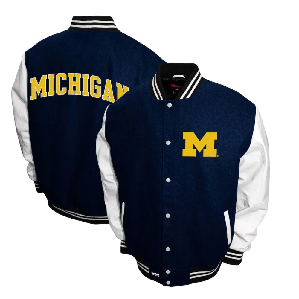 Michigan Wolverines Graduate Wool & Leather Varsity Jacket - Image 3
