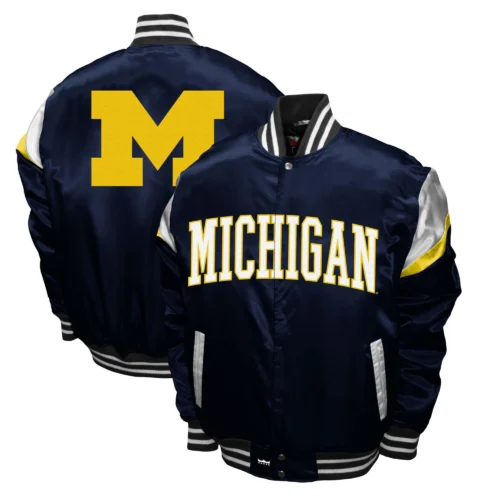 Michigan Wolverines Power Satin Varsity Jacket - Image 3