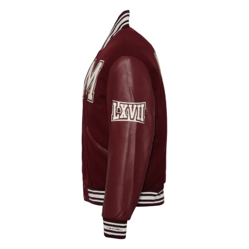 Morehouse Maroon Tigers Campus Remix Wool & Leather Varsity Jacket - Image 3