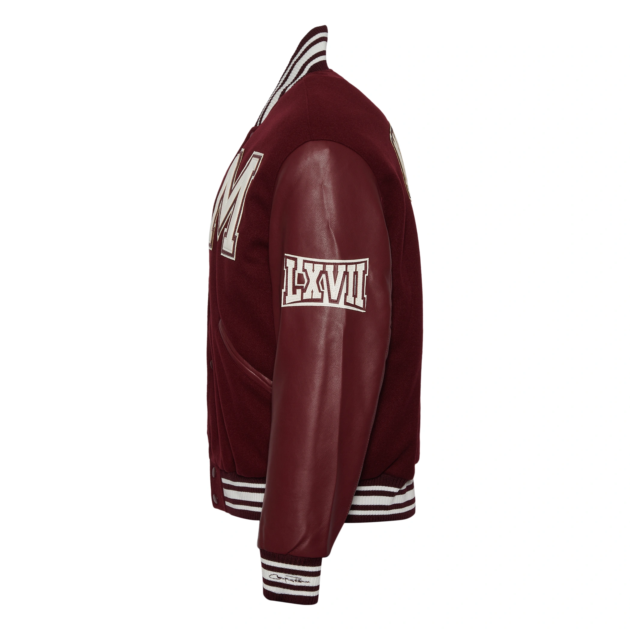 Morehouse Maroon Tigers Campus Remix Wool & Leather Varsity Jacket - Image 3