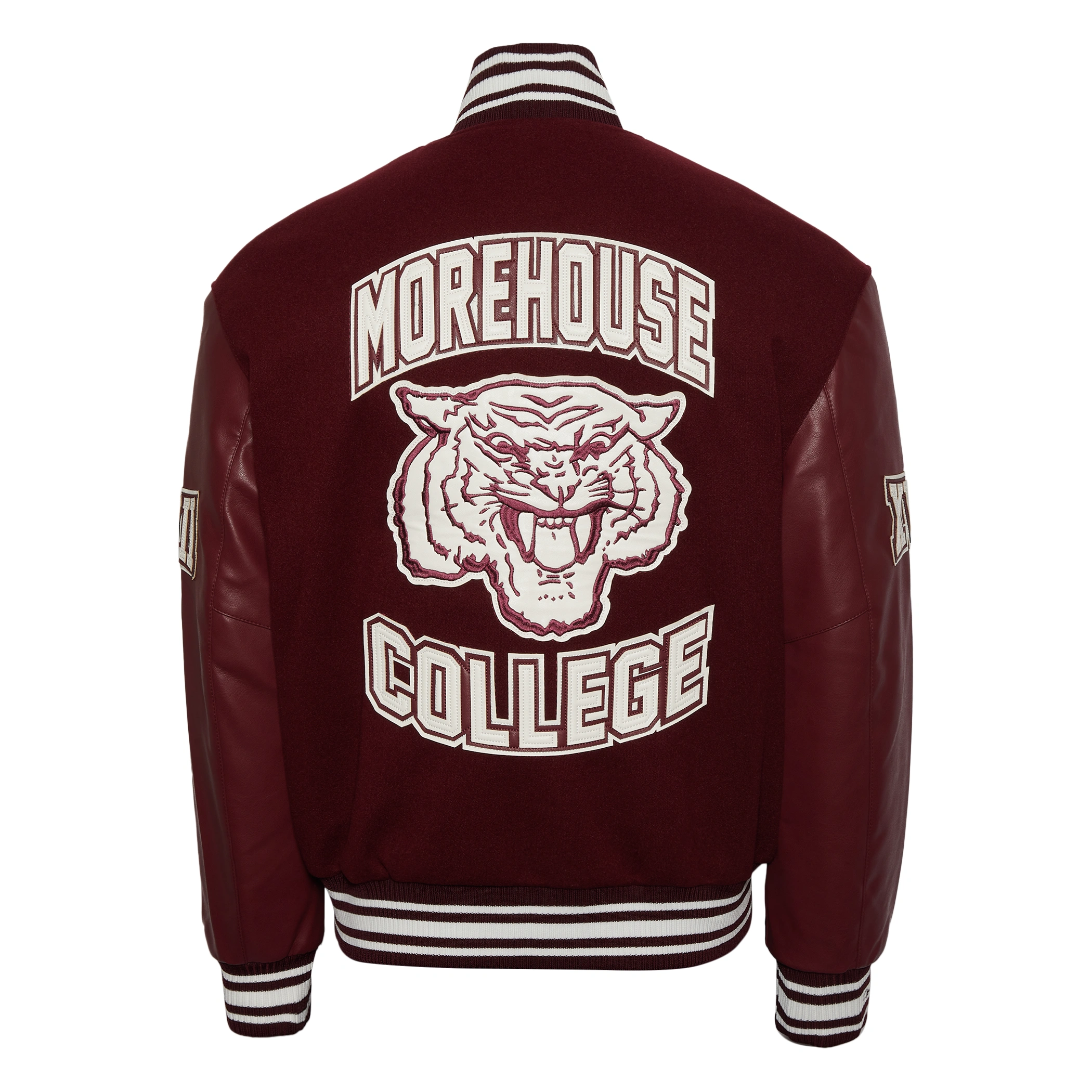 Morehouse Maroon Tigers Campus Remix Wool & Leather Varsity Jacket - Image 2