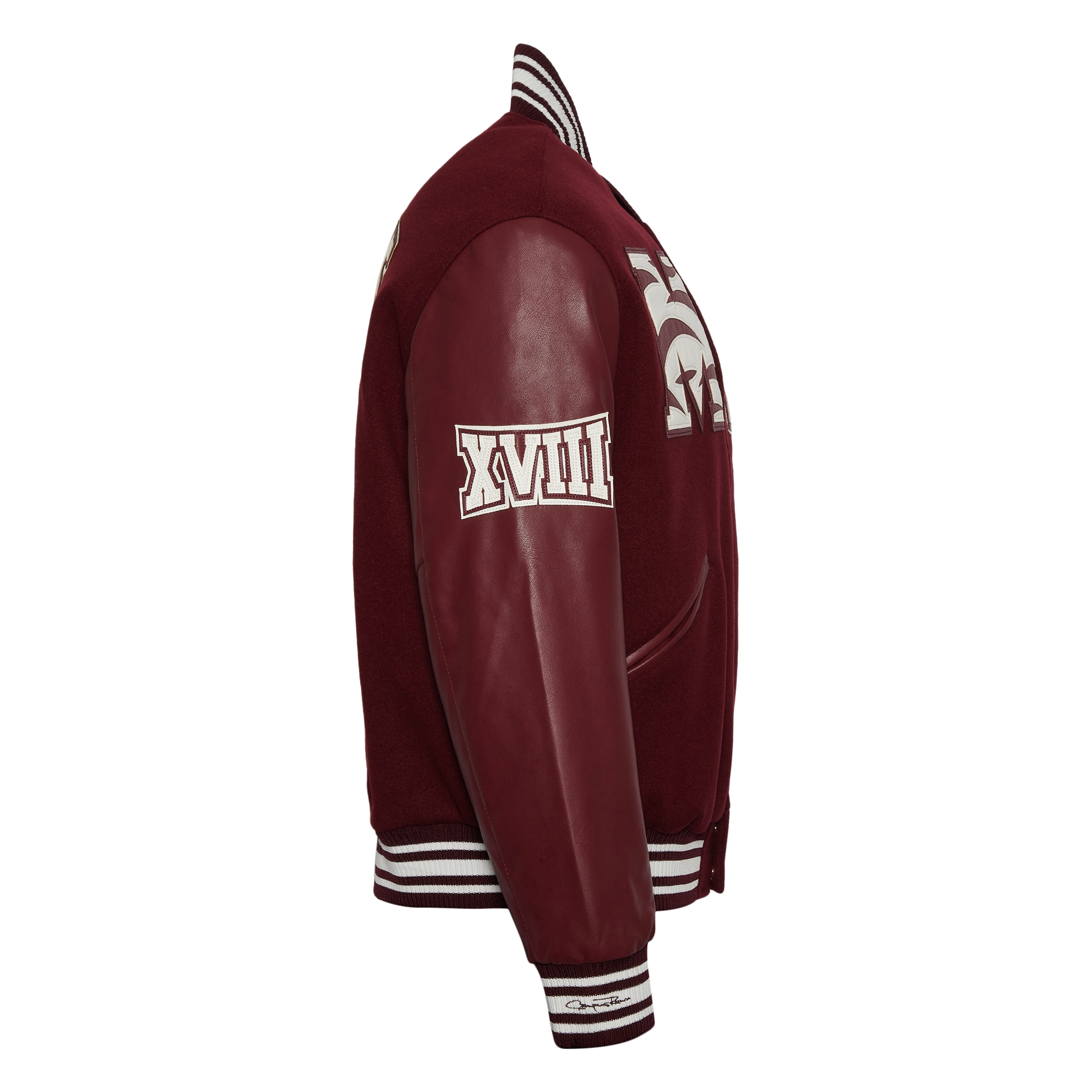 Morehouse Maroon Tigers Campus Remix Wool & Leather Varsity Jacket - Image 4