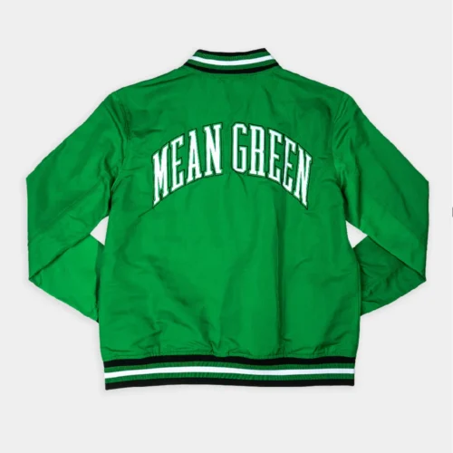 Alternative view of North Texas Mean Green Retro Bomber Satin Jacket