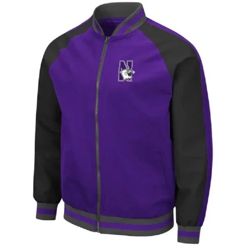 Northwestern Wildcats Lightweight Purple & Black Satin Varsity Jacket