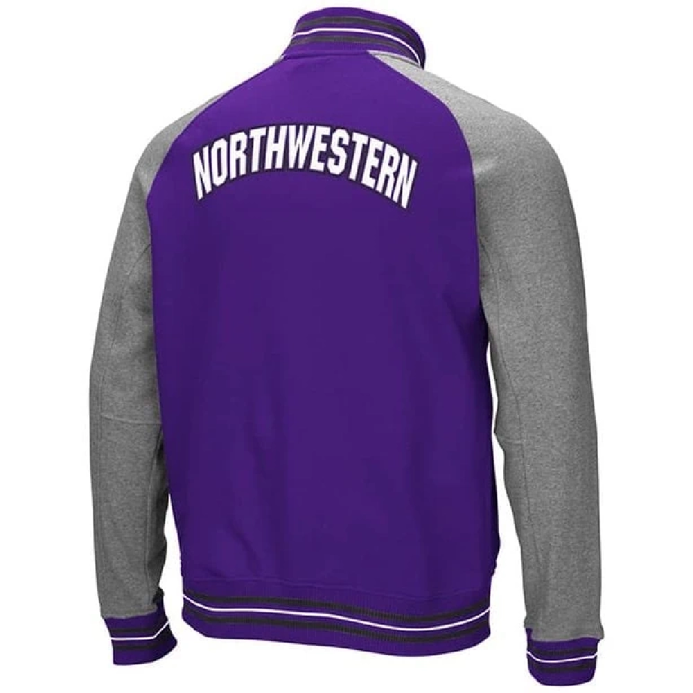 Northwestern Wildcats Colosseum Full-Zip Purple & Gray Satin Varsity Jacket - Image 2