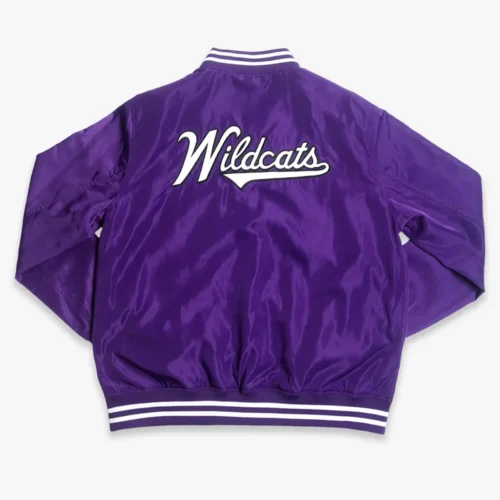 Alternative view of Northwestern Wildcats Vintage Purple Satin Bomber Varsity Jacket