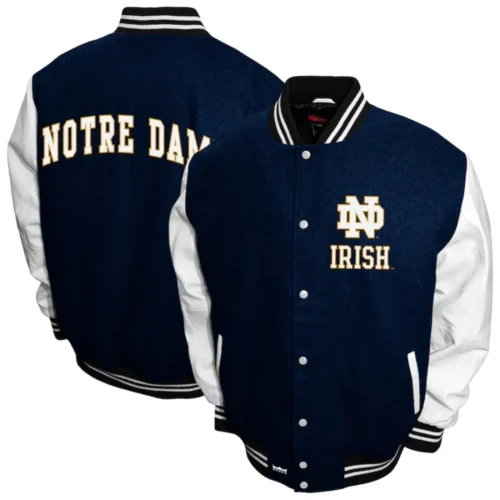 Notre Dame Fighting Irish Graduate Wool & Leather Varsity Jacket - Image 3