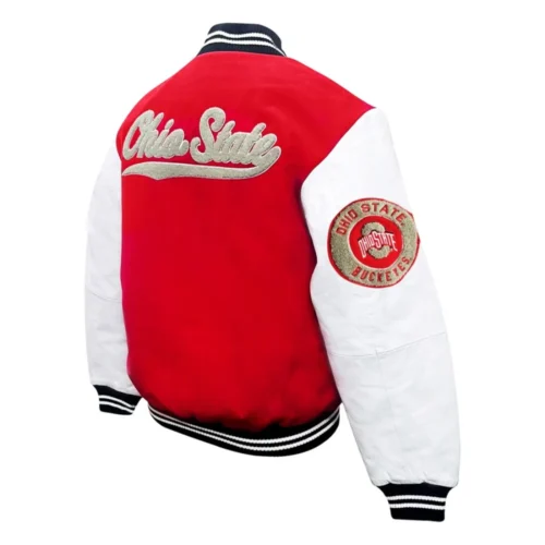 Alternative view of Ohio State Buckeyes  Graduate Red Wool & Leather Varsity Jacket