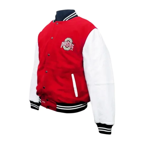Ohio State Buckeyes Graduate Red Wool & Leather Varsity Jacket