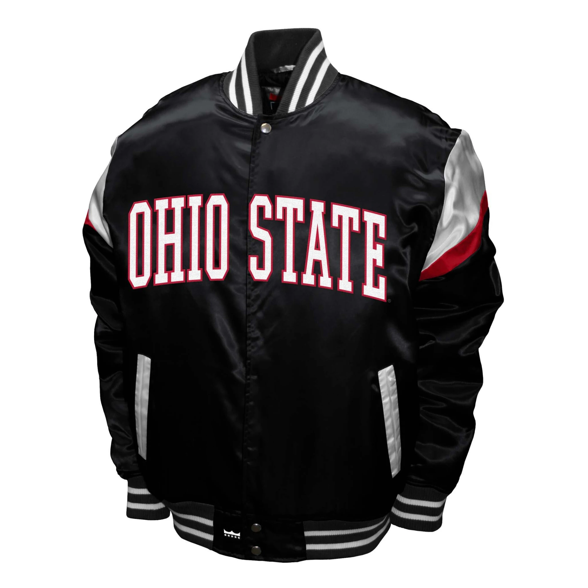 Ohio State Buckeyes Power Black Satin Varsity Jacket