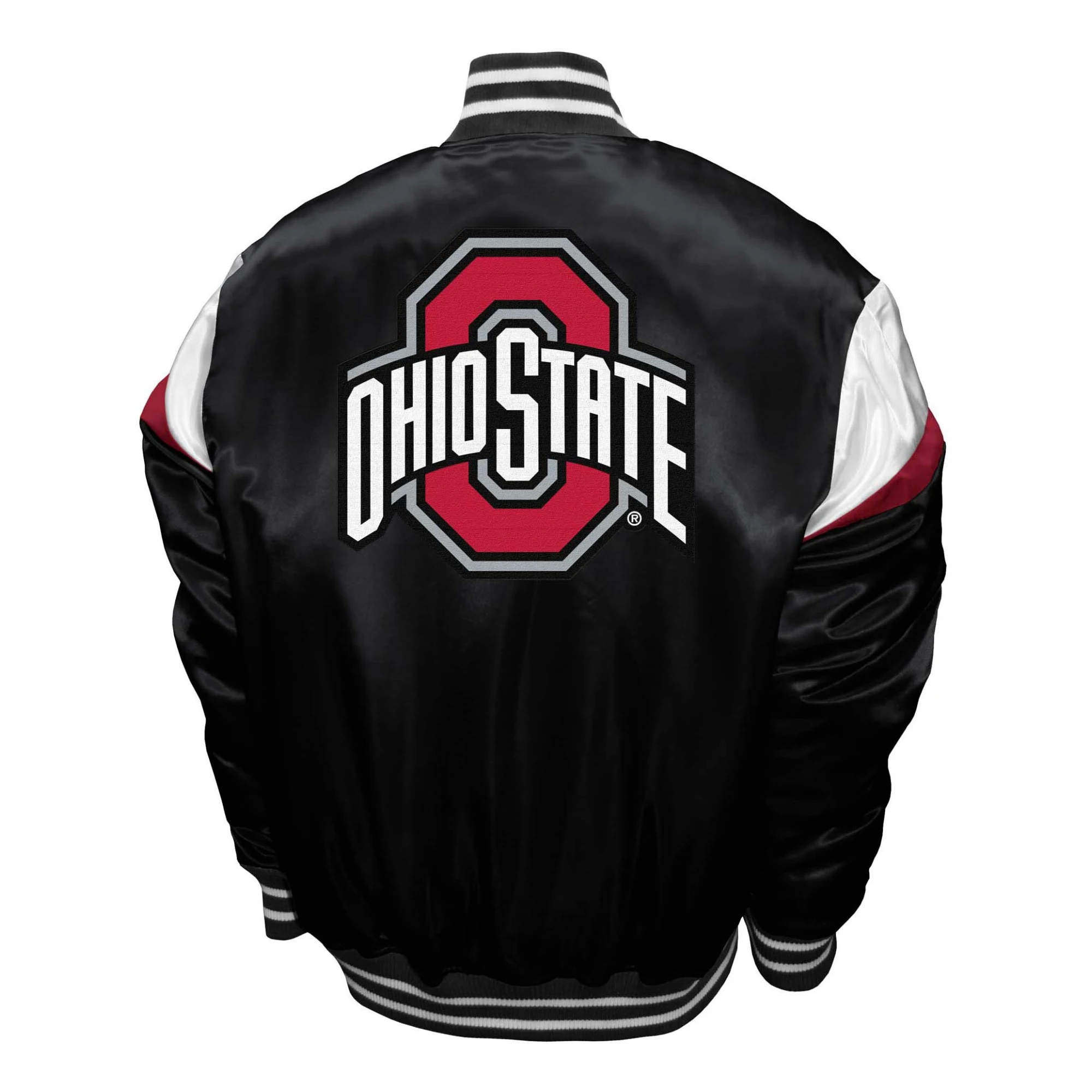 Ohio State Buckeyes Power Black Satin Varsity Jacket - Image 2