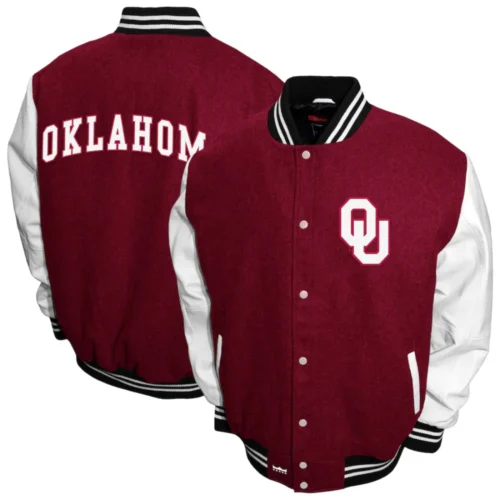 Oklahoma Sooners Graduate Wool & Leather Varsity Jacket - Image 3