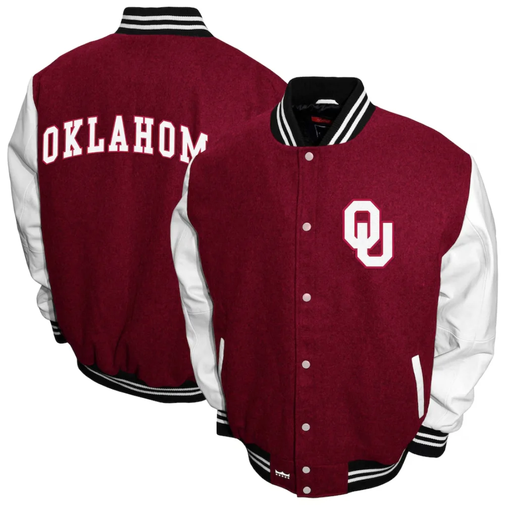 Oklahoma Sooners Graduate Wool & Leather Varsity Jacket - Image 3