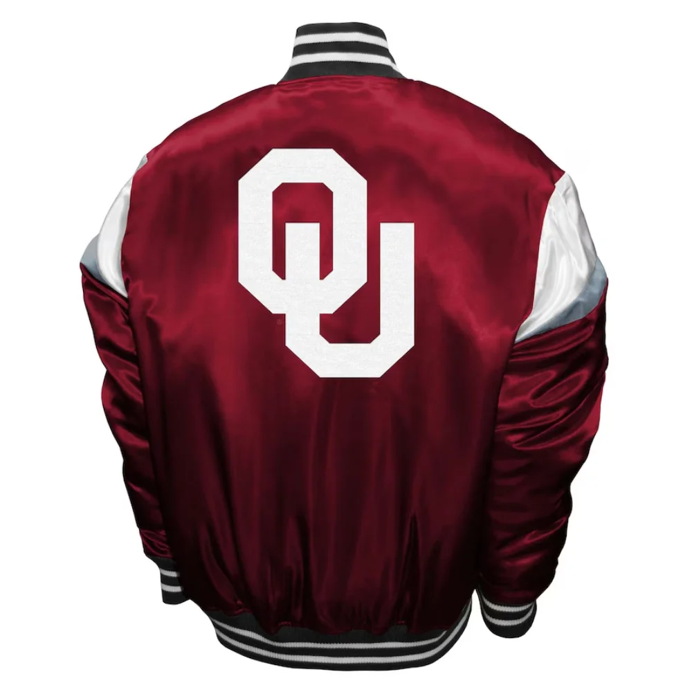 Oklahoma Sooners Power Satin Varsity Jacket - Image 2