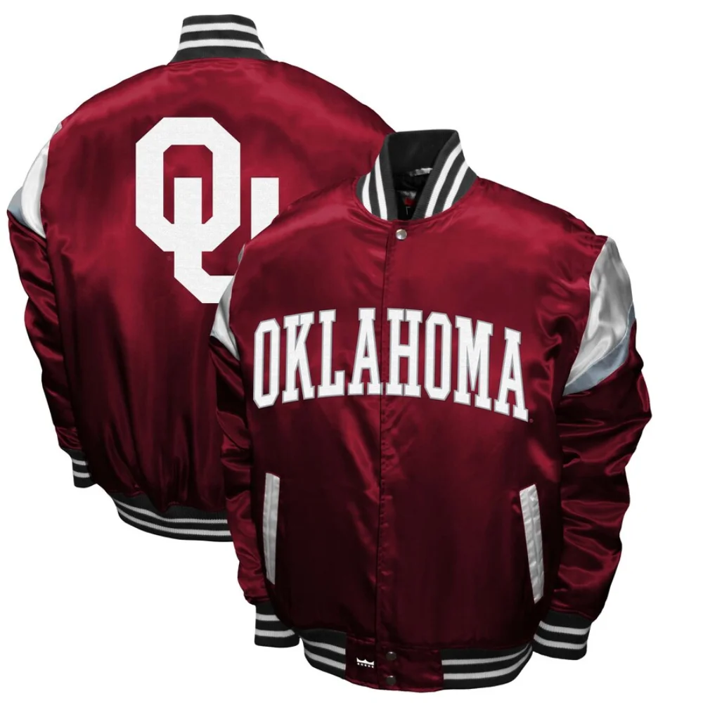 Oklahoma Sooners Power Satin Varsity Jacket - Image 3