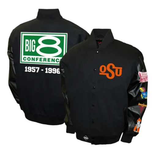 Oklahoma State Cowboys Big 8 Conference Wool & Leather Varsity Jacket - Image 3
