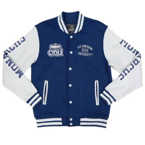 Old Dominion Monarchs Big Boy Vintage Navy & White Satin Varsity Jacket