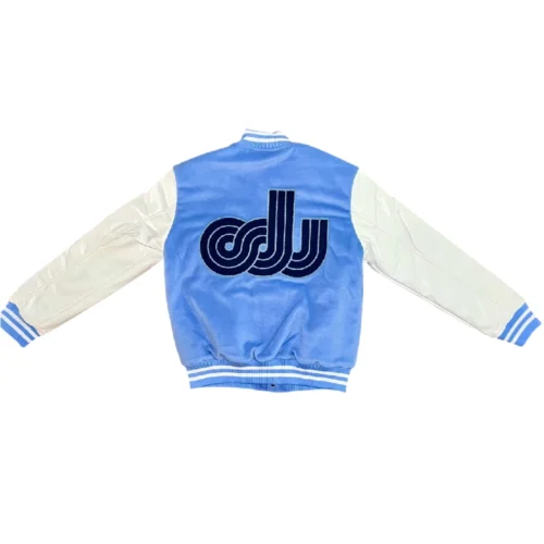 Alternative view of Old Dominion Monarchs Letterman Sky Blue & White Wool & Leather Varsity Jacket