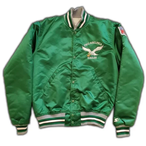 Philadelphia Eagles 90’s Vintage Green Satin Varsity Jacket