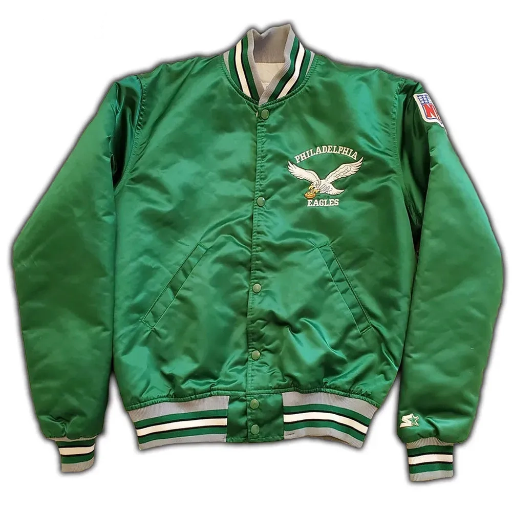 Philadelphia Eagles 90’s Vintage Green Satin Varsity Jacket
