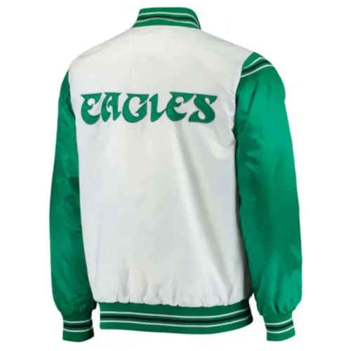 Alternative view of Philadelphia Eagles The Enforcer Green & White Satin Varsity Jacket